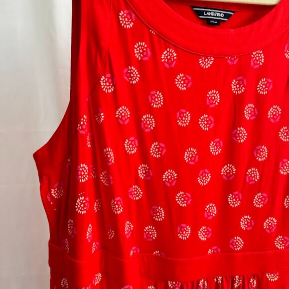 Lands End Women's Plus 3X Red Knit Maxi Dress with floral print - Picture 3 of 6